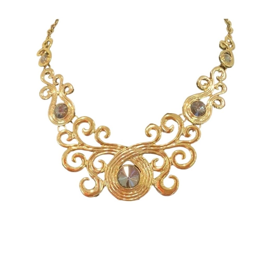 Magnolia By Treska Bib Statement Necklace Goldtone Nwt 8$